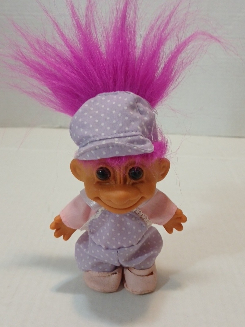 VTG Russ Berrie Pink Hair Purple Outfit Troll Doll 5"